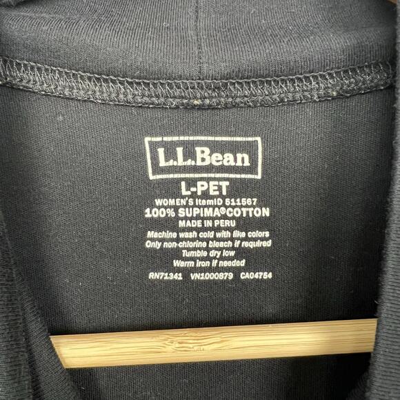 LL Bean Size Large Petite Supima Cotton Long Sleeve Mock Turtle Neck Shirt Black - Picture 3 of 8